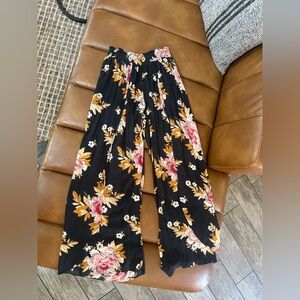 Billabong Black Floral Smocked Pants
